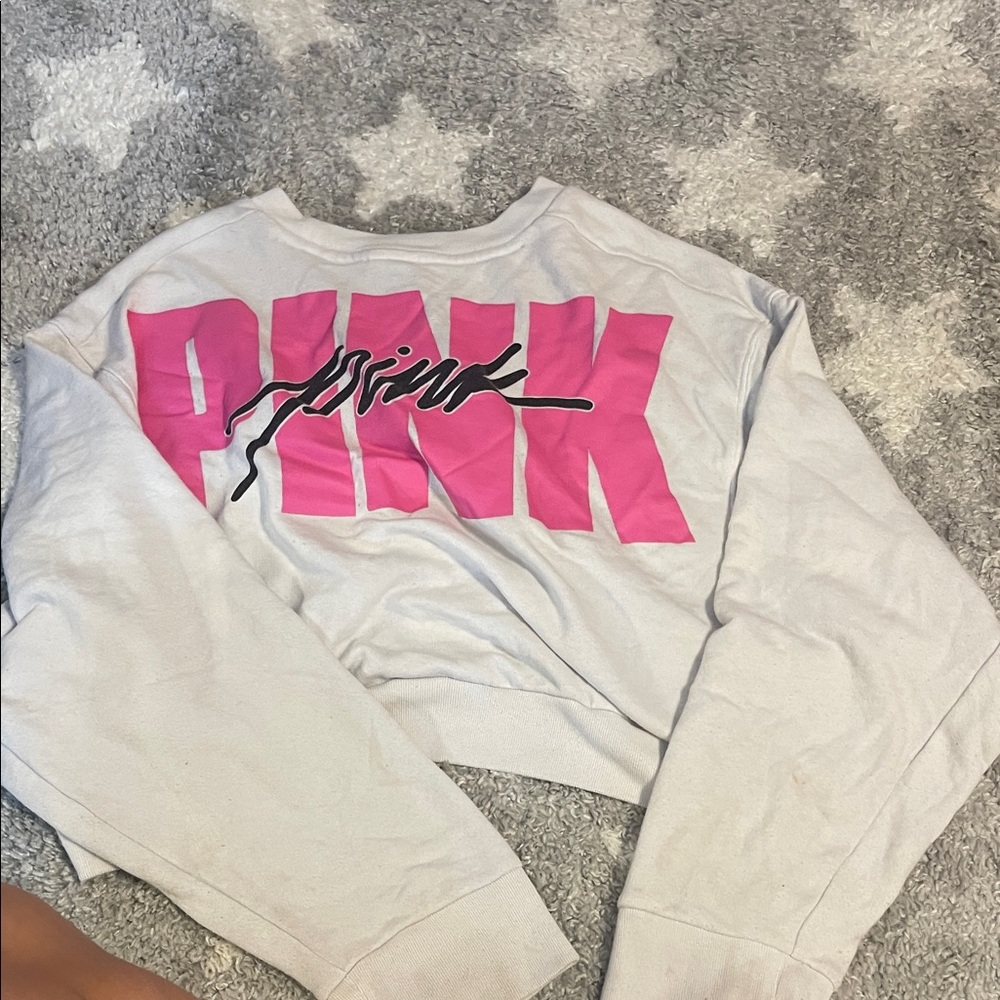 PINK Victoria's Secret Light Gray and Pink Sweater